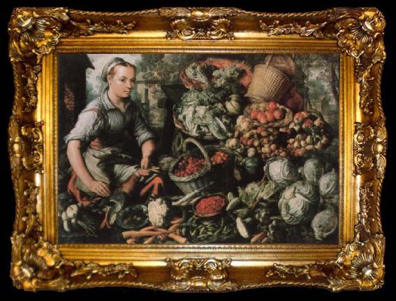 framed  Joachim Beuckelaer Museum national market woman with fruits, Gemuse and Geflugel, ta009-2